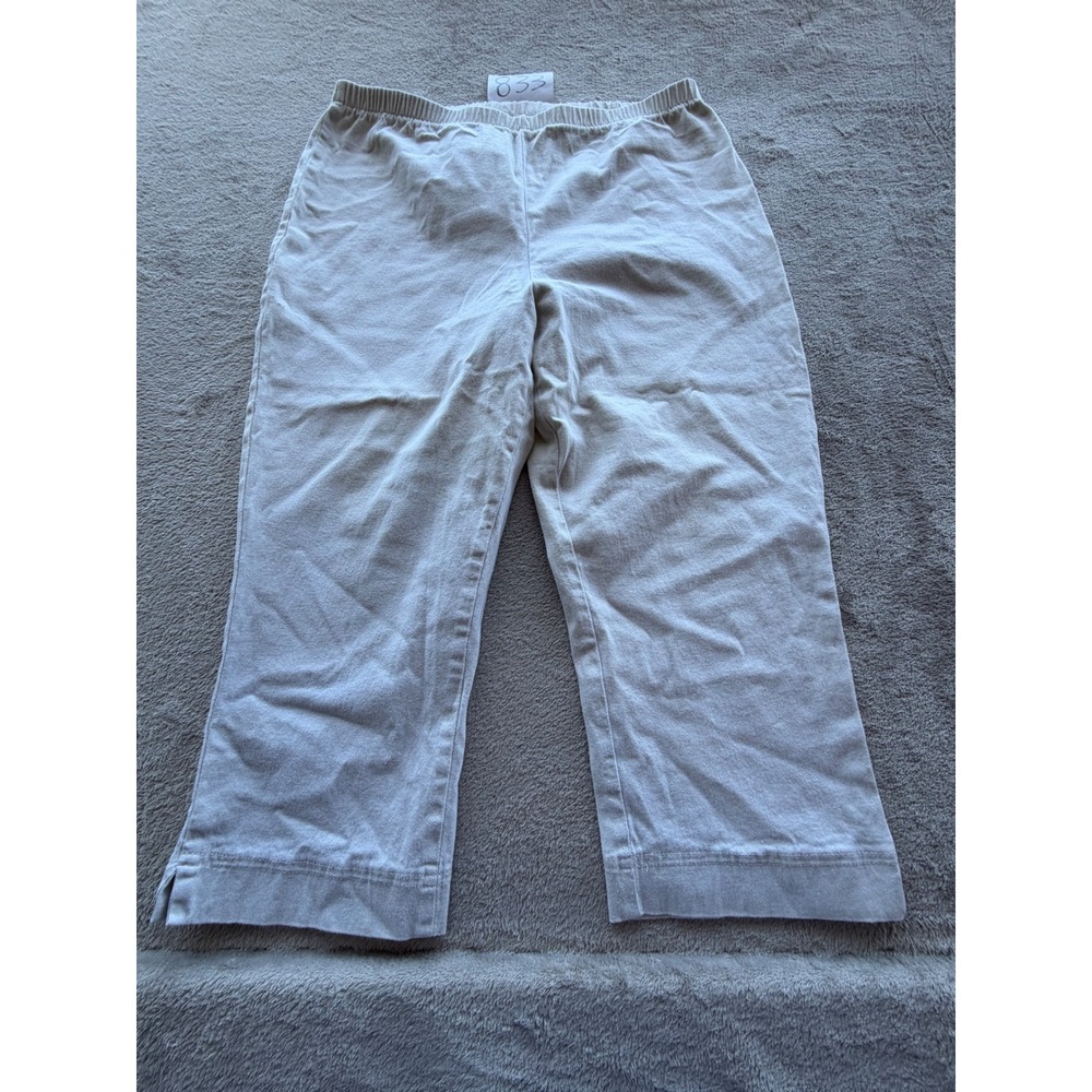 Faded Glory Capri Pants Womens XL Cream Stretch Elastic Waist Z833